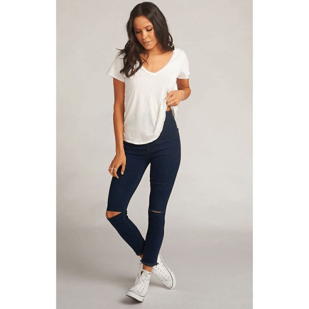 Mumu Blue Soho Skinnies Distressed Skinny Jeggings Blue Womens Size Large NWT